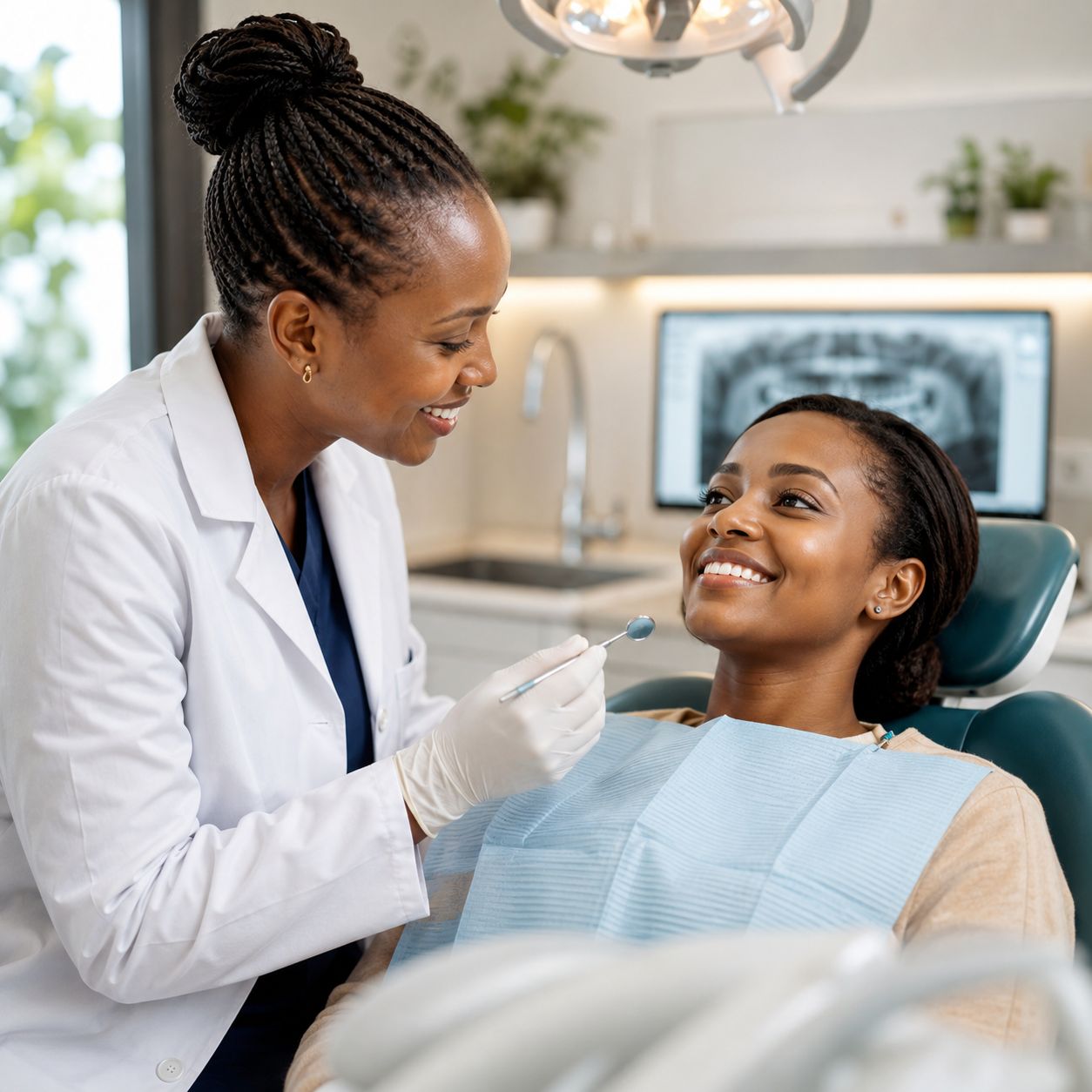Smiling patient in dental chair